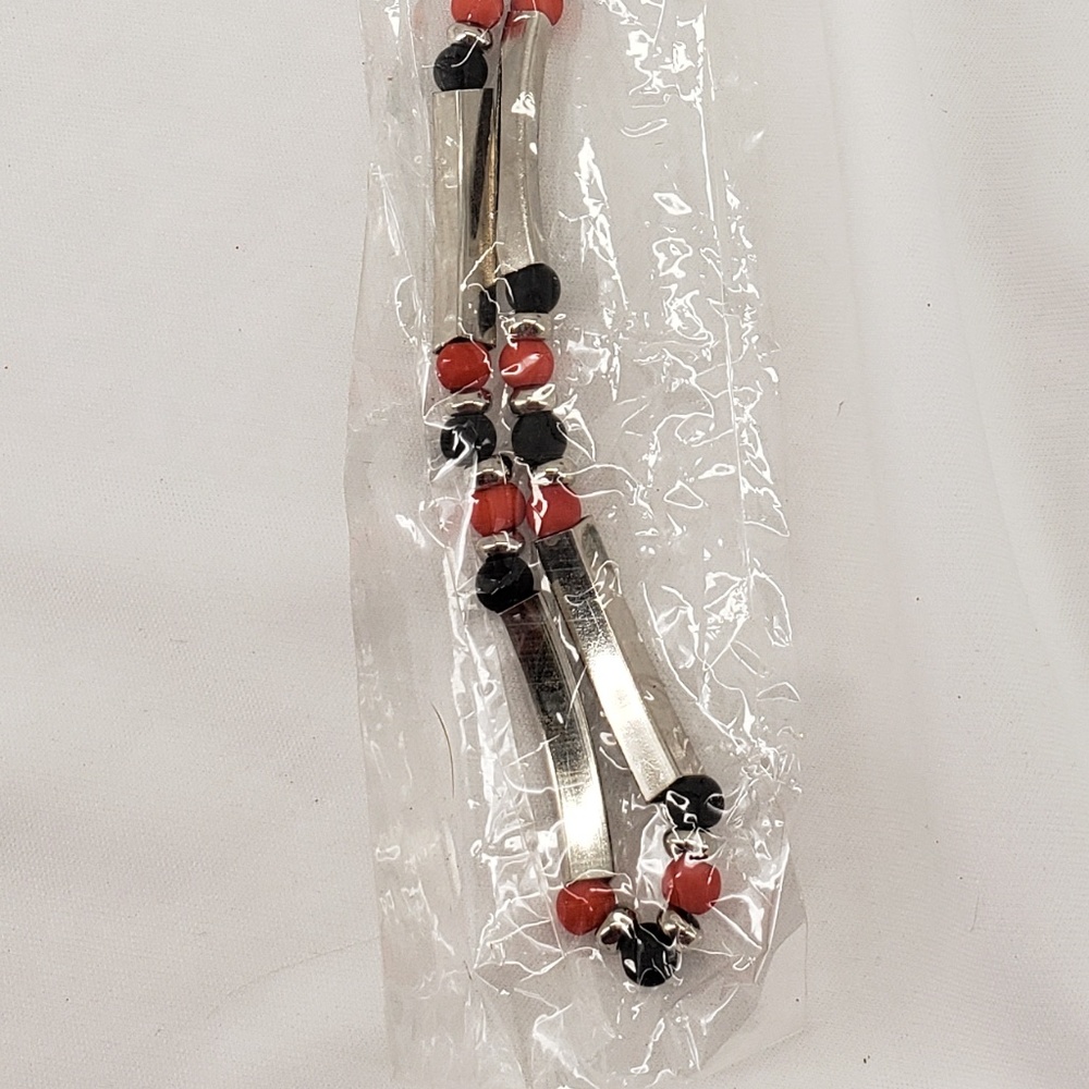 Unisex Necklace Red, Black, Silver